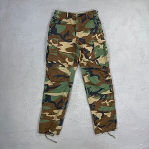 Vintage 1990s U.S. Military Woodland Camo Rip-Stop Cargo Pants Fit 30 x 33